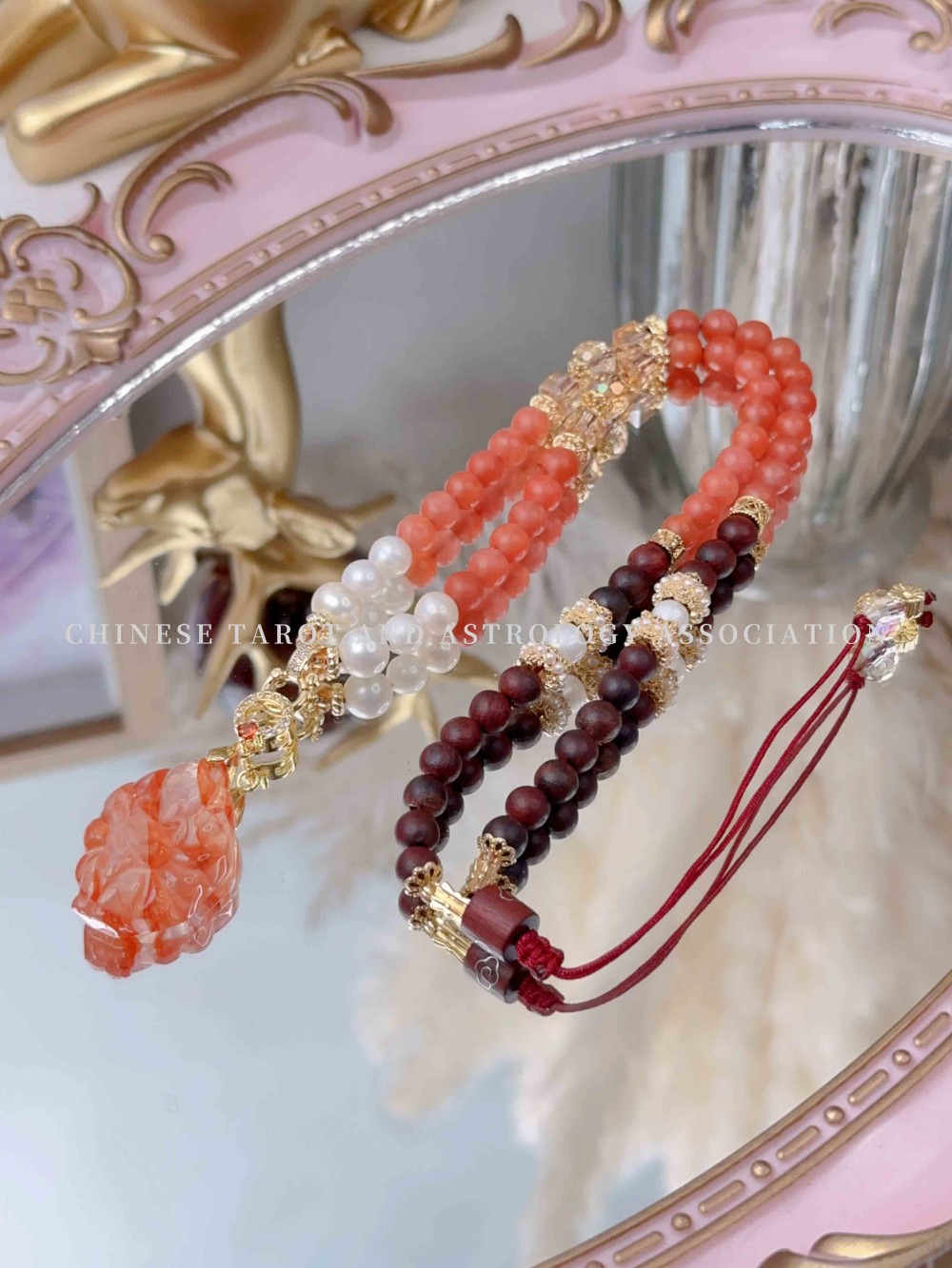 （红胶花狐狸 南红珍珠红檀）项链